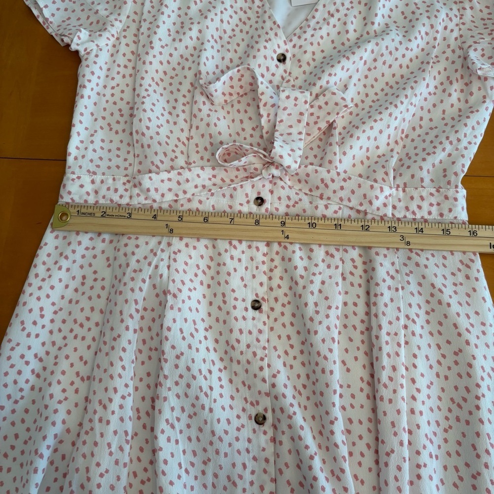 Loft 8 NWT white long flecked flutter sleeve midi… - image 11